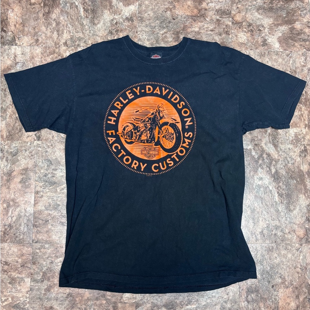 Harley-Davidson Men's Black Tee with Orange Logo